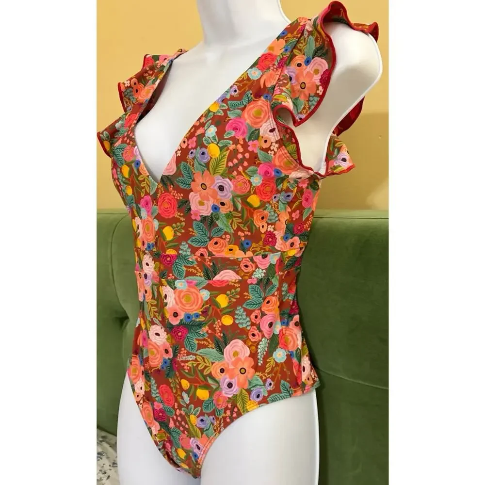 Summersalt Floral Ruffled One Piece Swimsuit EUC Plus Size 18 - Picture 2 of 9